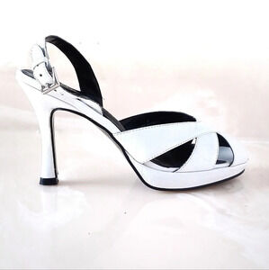 Gabriella Rocha White Leather Strappy Heels Sandals Wedding Spring 6